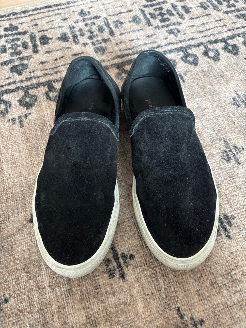 Jenni Kayne Black Suede Slip-On Sneakers with White Sole